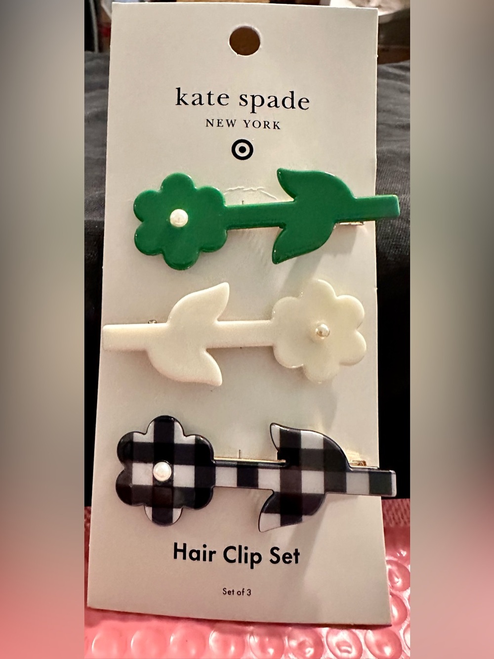 NWT Kate Spade Women’s Gold Striped Hair Clip Set - Picture 2 of 5